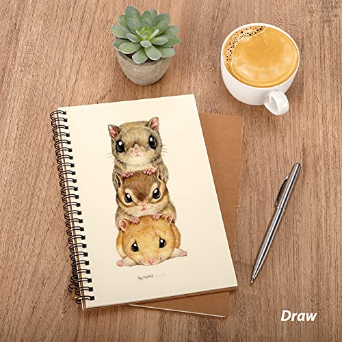 Labuk 7 Pack Unlined Spiral Notebook 100 Pages Blank Notebook Journal Bulk Sketch Books 8.3"X 5.5" Soft Cover Kraft Memo Notepads Diary Planner, 50 Sheets For School Travel Office Supplies (Brown) #TOP5