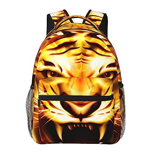 Sac à dos école imprimé tigre HD avec fermeture éclair pour enfant