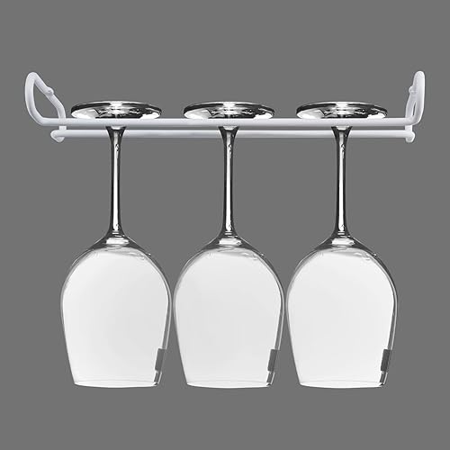 Miniatura 3 de eastbao Estante blanco para copas de vino, estante debajo del gabinete, soporte para vasos de almacenamiento con secado para copas de vino, soporte