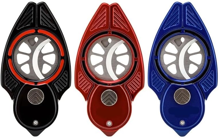 Cigar Cutter Large Diameter Scissors Semi Automatic Opening Closing Stainless Steel Metal Slicer Tool Portable Case(Black)