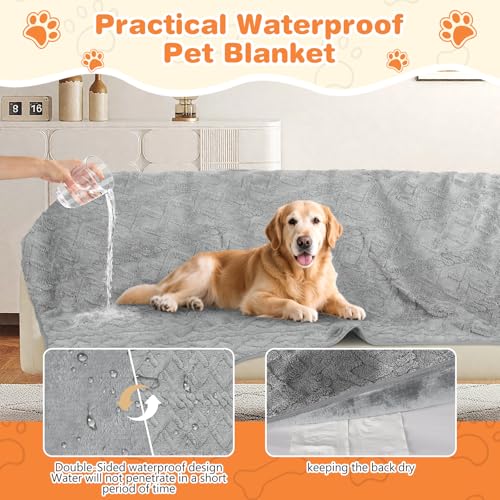 Omtofo wasserdichte HundedeckeHunde(100×75cm), Hundedecke für Unterwegs, Flauschig und Weich Hundedecken, Waschbar Schutzdecke für Sofa, wasserdichte Decke für Grosse Hunde und Mittelgroße Hunde