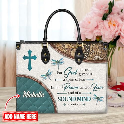 Personalized Leather Handbag for Women, Custom Name Church Bags, Christian Gifts for God Lovers, Ideal Christmas Gift for Mom2