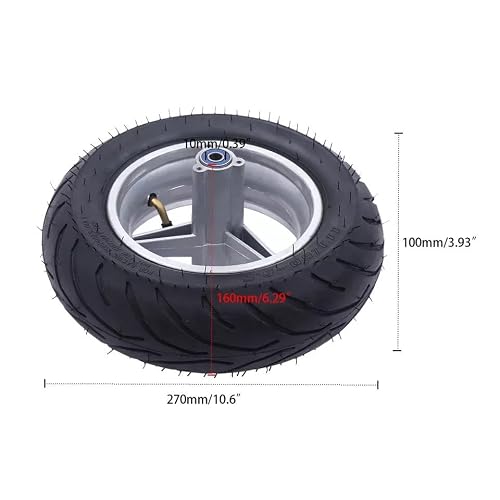 RustyVioum Motorcycle Rear Wheel Rim w/Tyre 110/50-6.5 Tire and Tube for 49cc 2 Stroke Mini Pocket Bike Pocket Alloy Rim Hub Inner Tube Accessories Replacement