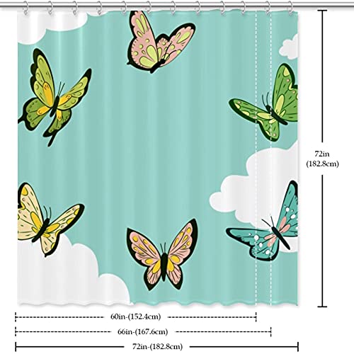 Rideau de douche papillon vert anti-projections 183 x 183 cm - 7