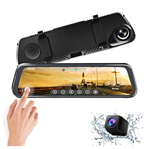 CHICOM 9.66 inch Mirror Dash Cam Touch Full Screen ; 1080P 170° Full HD Front Camera;1080P 140°Wide Angle Full HD Rear View Camera;Time-Lapse Photography (V40-1080P)