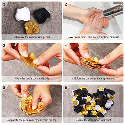 1,600 Pieces Artificial Silk Rose Petals False Flowers Decoration Flower Centerpieces For Tables Flower Petals For Weddings Valentines Day Party Decor And Supplies (Gold, White, Black) #TOP3