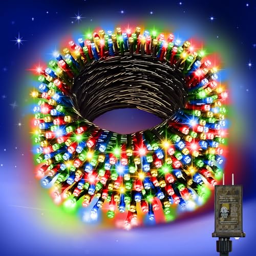 Nisocy 200 LED 4 Color Christmas String Lights, Multicolor Fairy Lights with Green Wire, 8 Modes Plug in Christmas Tree Lights for Indoor Outdoor Holiday Decorations, Party, Patio, Home Décor(66FT)