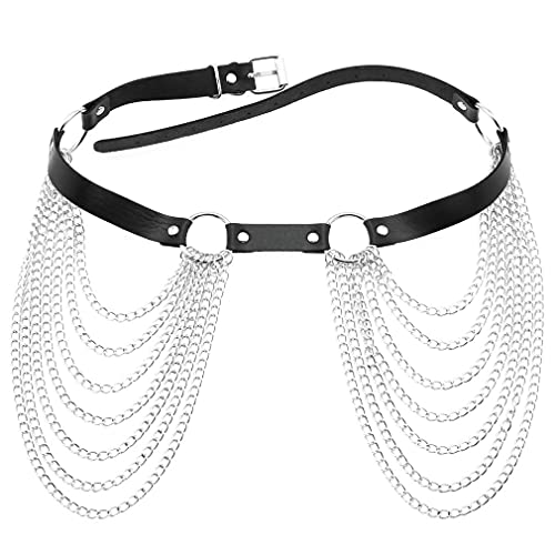 FM FM42 Multicolor PU Simulated Leather Silvert-tone O Ring Chain Tassel Adjustable Waist Belt3