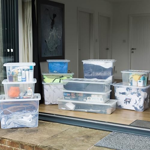 #11 AUFBEWAHRUNGSBOX - für 36 DVDs - Aufbewahrungsbox mit Deckel 1 Stück - 60x20x25cm - transparent klar - stapelbar - Kunststoff Box Stapelkiste Unterbettkommode Büro