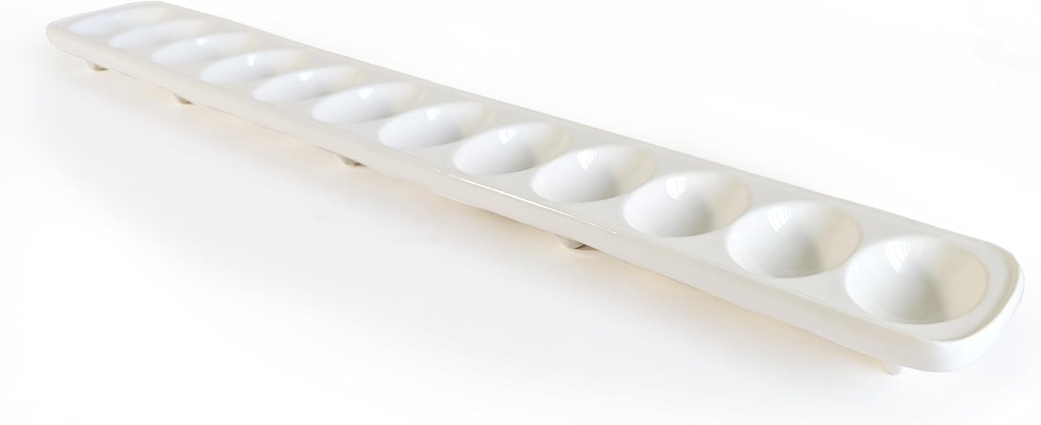 KB KITCHEN BASICS Rectangular Devilled Egg Tray, 19" x 2.75" - Handcrafted Contemporary Serveware, Holds 12 Eggs, Durable Stoneware Design for Gatherings, Elegant & Functional Kitchen Essentials