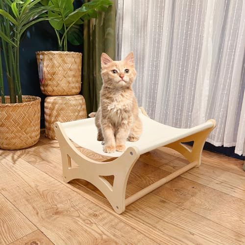 Cama elevada para gatos, cama de rede de madeira para gatos inter...