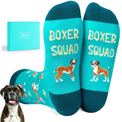 Zmart Funny Boxer Dog Gifts - Fun Boxer Dog Socks for Boxer Lovers, Men Women Christmas Gifts