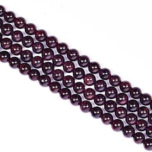 Asingeloo 8MM Red Garnet Gemstones Round Beads for DIY Jewelry Making Natural Stone Beads for DIY Bracelets Necklace Making Full Strand 15"