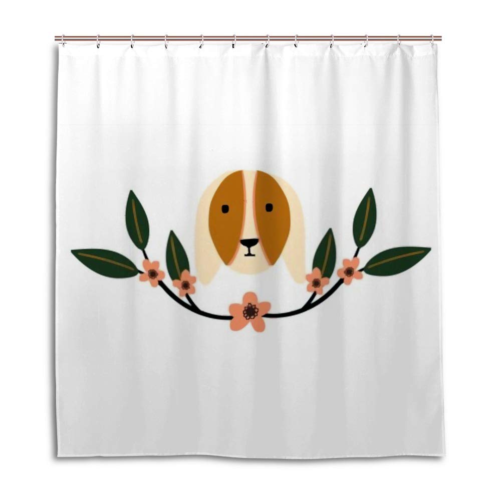 Rideau de douche lavable en machine polyester imperméable motif floral