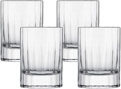 Luigi Bormioli Bach - Vasos de licor de 2.25 onzas, juego de 4 unidades, bordes finos cortados con láser, base gruesa duradera, hechos de cristal