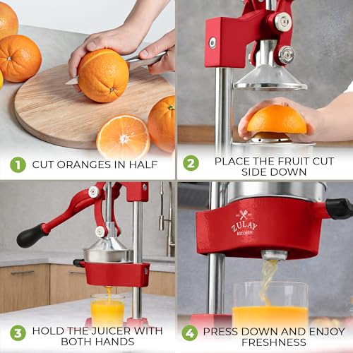 Image of Zulay Kitchen Cast Iron Juicer - Heavy Duty Manual Juicer with Detachable Strainers for Easy Cleaning, Orange Juice Press for Citrus Fruits, Perfect for Bartenders, Juice Lovers & Health Enthusiasts