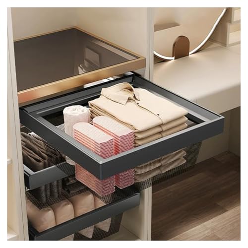 Panier coulissant de placard en maille alu 764-814mm pour dressing