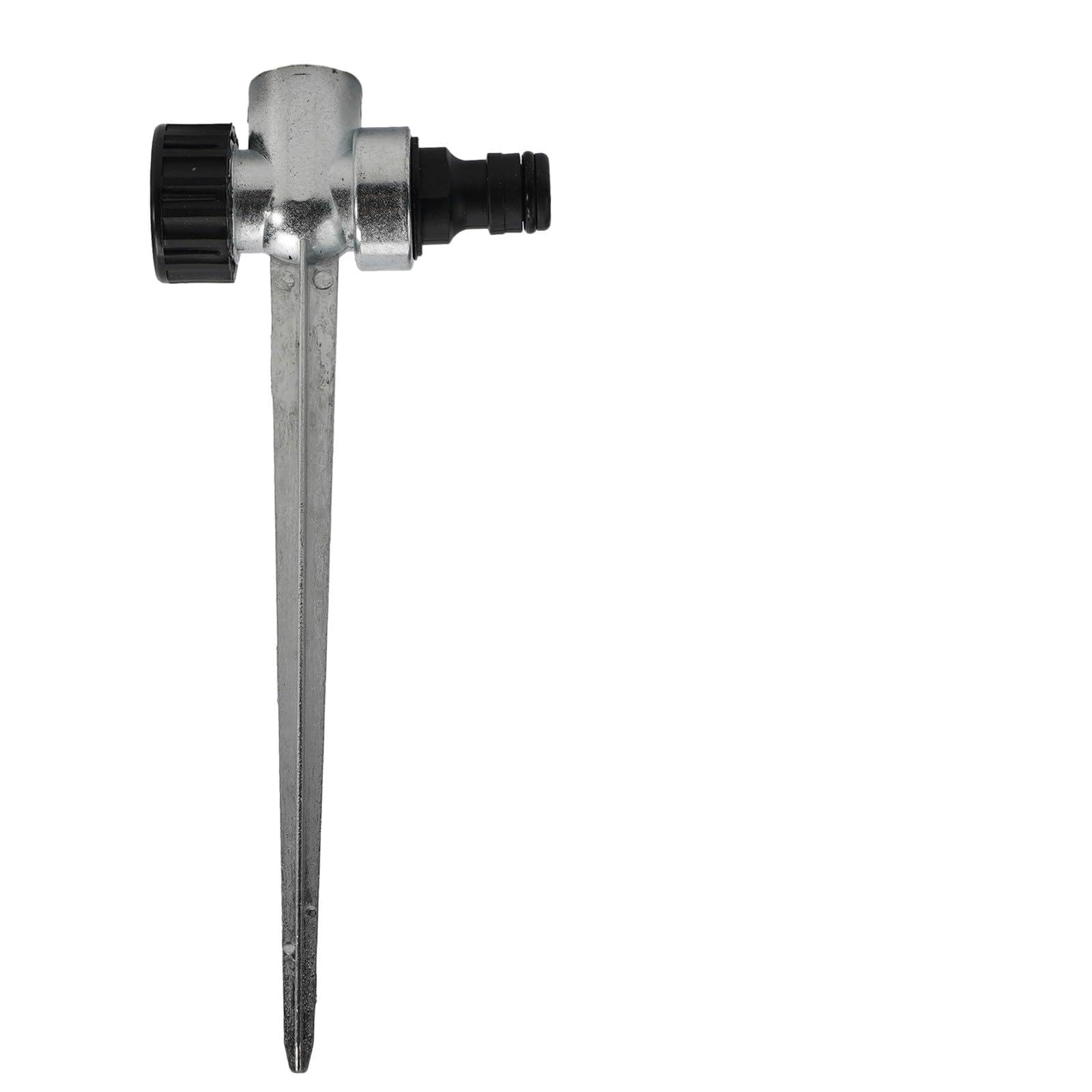 Homeponnew 1/2 Inch Zinc Alloy Ground Mount Sprinkler Spike Base for Lawn, Garden & Drip Irrigation — Water Flow Thru Design, Tool-Free Installation