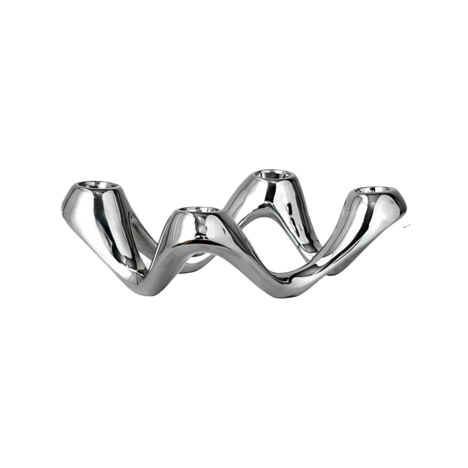 1Pair Ceramic Candelabra, Candlestick Holder For Dining Table Centerpiece,Hotel Wedding Home Decoration for Candle(SILVER)