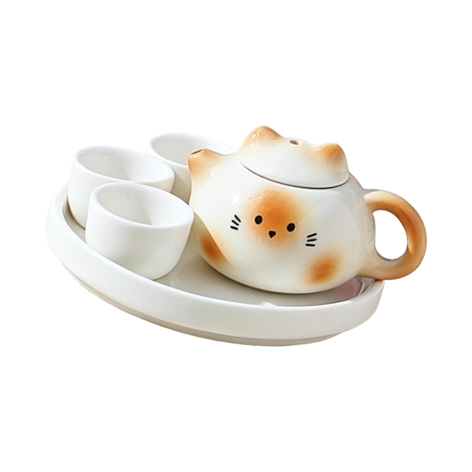 Hsyzygian Miniature Tea Service Accessories Set Cats Theme Miniature Tea Cup Teapot Decoration for Home Use Educational Set