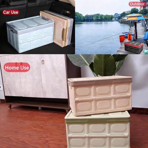 Foldable Outdoor Storage Deck Box - Large Capacity PP Organizer for Home, Car Trunk, and Camping - Convenient Carrying Handle - Green, 42cm/16.5in