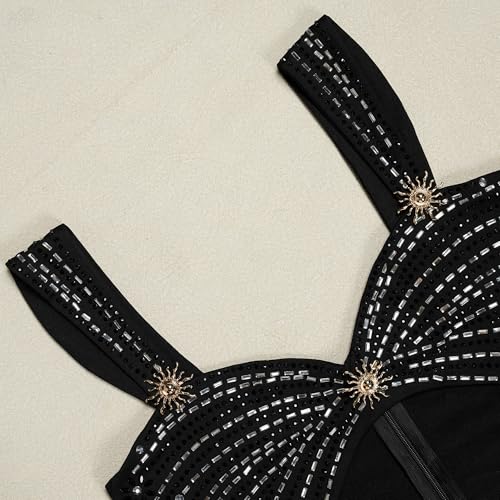 Image of PORRCEY Women's Sexy Elegant Rhinestone Bodycon Dress Hot Drilling Clubwear