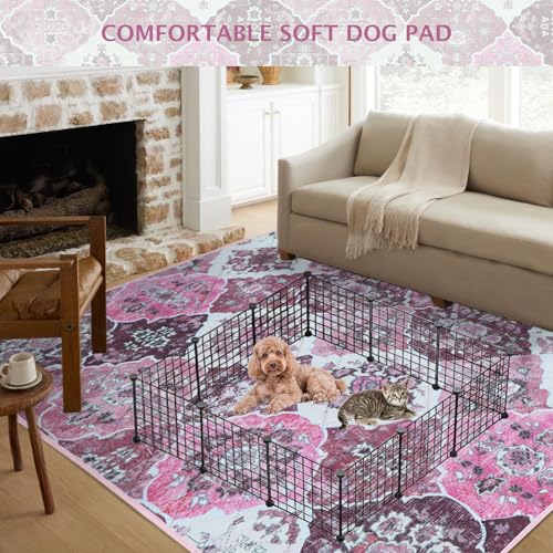 Image of IEUUMLER Washable Pee Pads for Dogs, 1 Pack Reusable Pee Pads for Dogs Non-Slip Grip, Super Absorbent Waterproof Puppy Pads for Potty Training, Playpen, Crate, Whelping Box EU011 Pink, 63x63