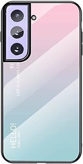 Nadoli - Funda para Samsung Galaxy S23 Plus, diseño de efecto espejo, cubierta trasera de vidrio templado 9H con marco de silicona suave, cubierta dura ultrafina, color rosa degradado y azul