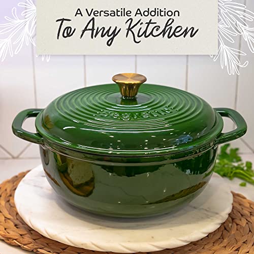 Segretto Cookware Enameled Oval Cast Iron Dutch Oven With Handle 7-Quarts Verde Chiaro (Light Green) 7 Qt Enamel Cast Iron Dutch Oven Pot With Lid Enamel Dutch Oven Cast Iron For Bread Baking, Cooking #TOP6