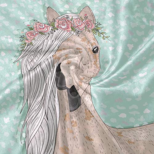 Suabo Soft Blanket Flower Horse Warm Cozy Bed Couch Lightweight Blanket Throw Polyester Microfiber 50" W X 60" L For Kids Boy Women #TOP3