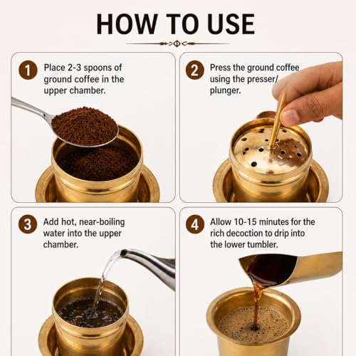 Image of Brass Filter Coffee Maker 160ml | South Indian Brewer