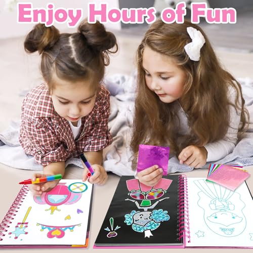 Foil Art Craft Activity for Kids: Fun DIY Toy Sticker Kit, No Mess Creative Travel Supply Set, Idea Birthday Easter Basket Stuffers Valentines Gift for Girl Boy Toddler 4 5 6 7 8 9 Year Old (Princess) - Thumbnail 6
