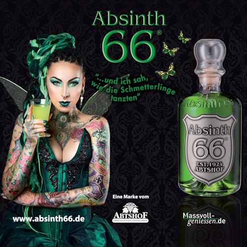 Absinth 66 | 0,5 Liter | 66% Vol. | Traditionell destilliert | Wermut & Anis | Grüne Fee | EST. 1924
