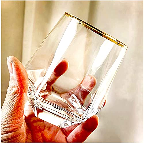 Image of Golden Rim 350 ML Water & Juice Drinking Glasses Set of 6 Vintage Glassware Set for Juice, Cocktail, Mocktail,Whisky All Beverages Everyday Uses for Gift (6, MT-21)