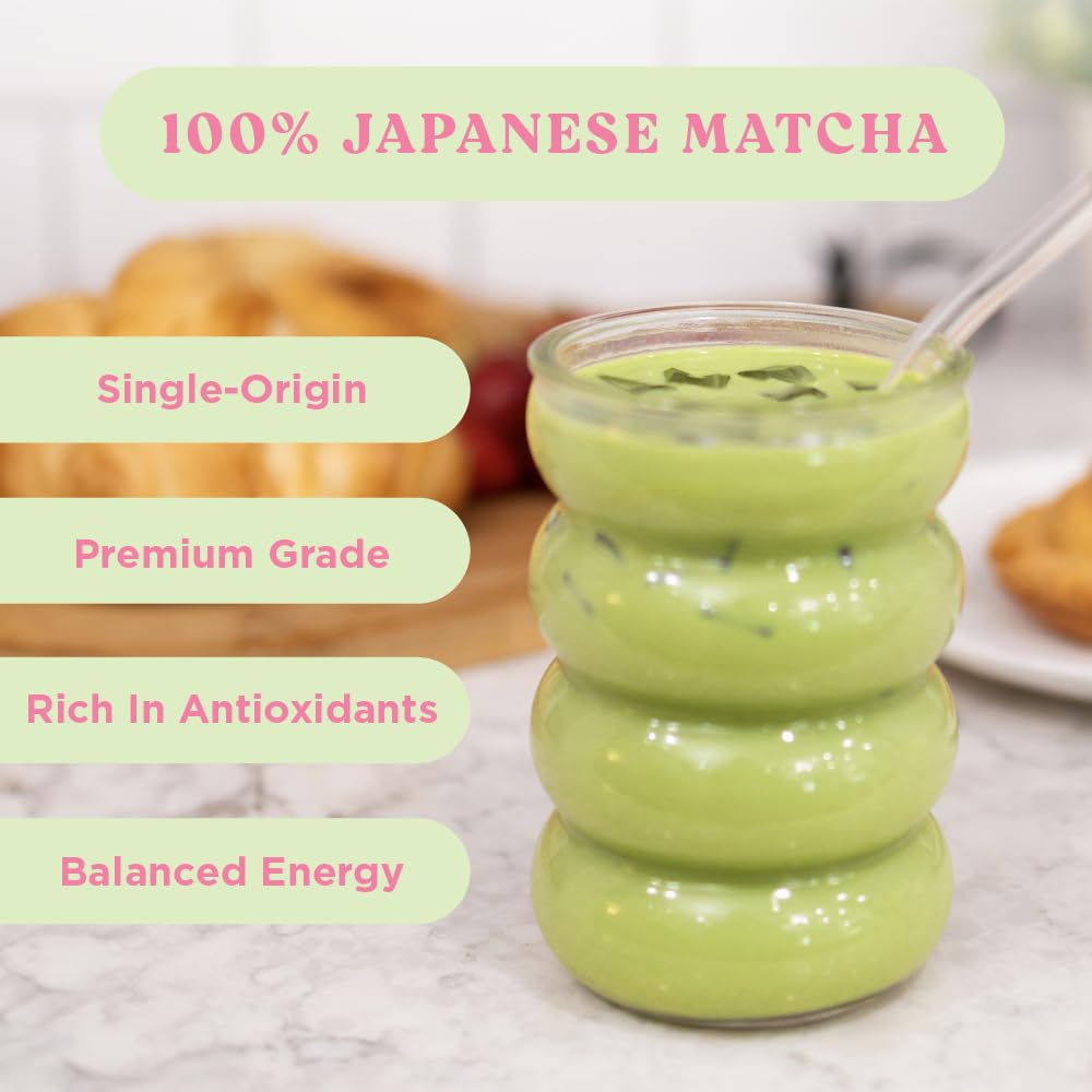 The Harmony Matcha Strawberry 10 Sticks Premium Japanese Matcha Powder Rich in Antioxidants L-Theanine Sweetened with Organic Sugar — view 5
