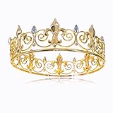 Round Crown Cake Topper Gold Boys King Tiara Men Headband Male Hair Costume Accessory Prom Party Wedding Photo Booth
