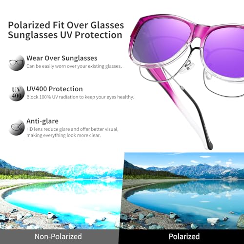 Image of GEGURI Polarized Sunglasses Fit Over Glasses for Men Women, Oversized Square Sun Glasses UV400 Protection Shades