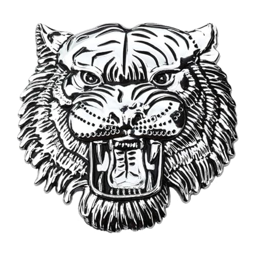 Image of Tiger 3D Metal Emblem for Cars & Bikes, Silver, Big 10 x 10 cm