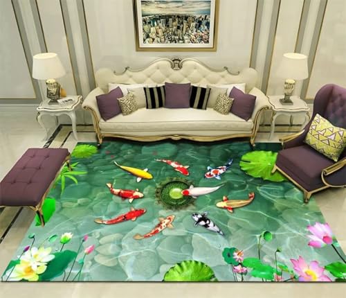 Tapis décoration art simple moderne lotus vert salon chic