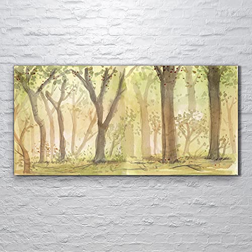 Tableau acrylique 120x60cm décoration murale moderne forêt aquarelle colorée