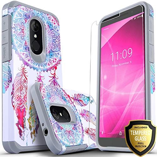 STARSHOP Compatible for Revvl 2 Phone Case, Included [Tempered Glass Screen Protector], Absorption Drop Protection Dual Layers Impact Advanced Rugged Protective Cover- Dream Catcher