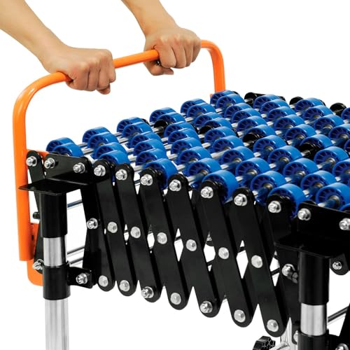 Global Industrial 6\'2\" to 24\'8\" Portable Flexible & Expandable Conveyor - Nylon Skate Wheels - 175 Lbs. Per Foot