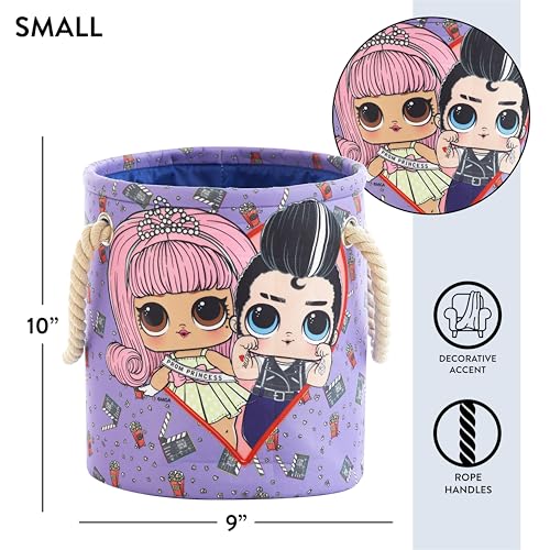 Image of Idea Nuova LOL Surprise 3 Piece Multi Size Fabric Nestable Toy Storage Basket Set, with Rope Carry Handles