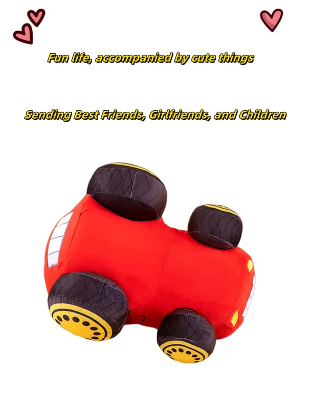 Image of Car Plush Toy Soft Stuffed Car Plush Pillow Toy CuteTractor Cartoon Throw Pillow Plushie Gifts for Kids Birthday Christmas Party (Tractor Red)