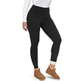 Fleece Lined Leggings Women - Thick Soft High Waisted Black Tummy Control Thermal Warm Velvet Pants for Cold Winter