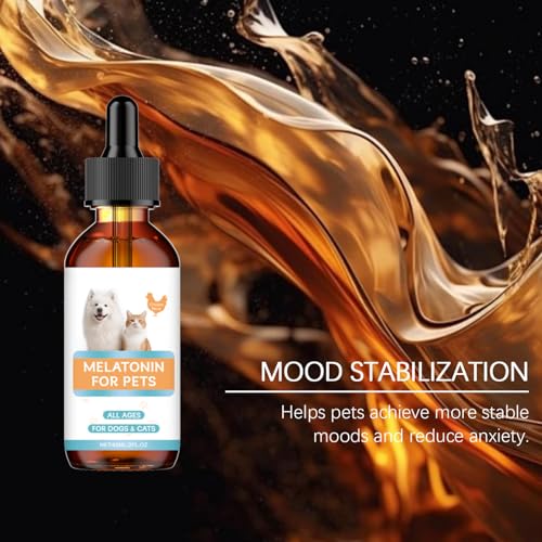 Beruhigungshilfe für Hunde, 60 ml, Reise-Schlafhilfe-Tropfen mit natürlicher Formel, sanftes Entspannungsergänzungsmittel für Stressabbau, Lösung zur Stressreduzierung bei Gewitter, Fellpflege