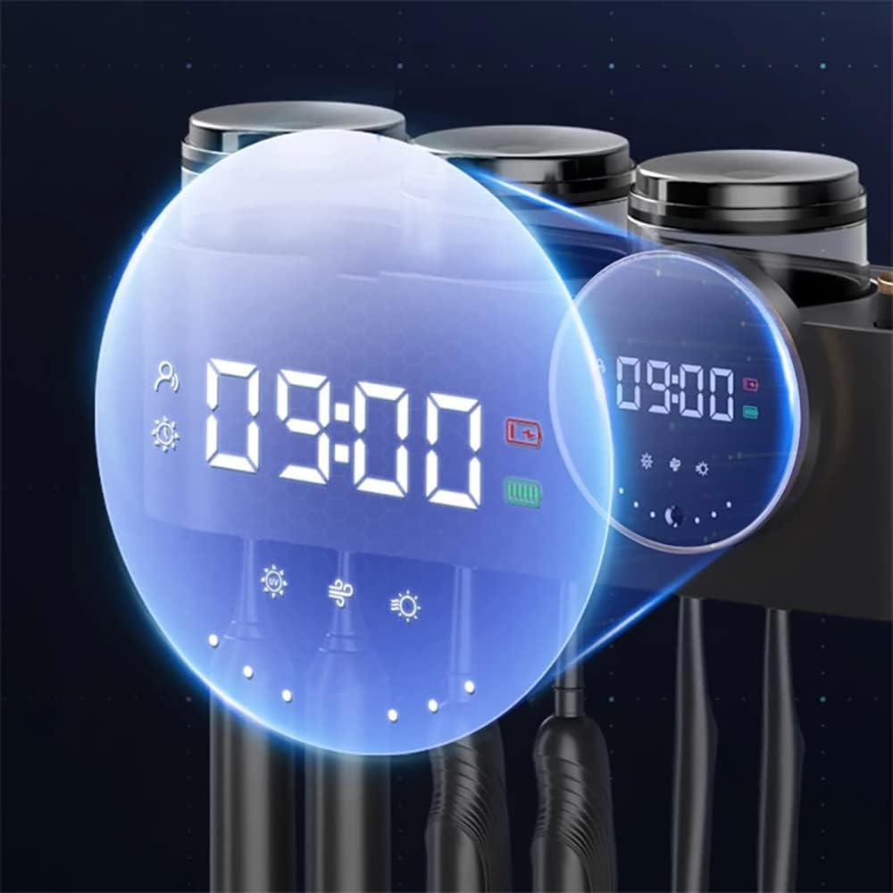 Toothbrush Holders with Auto Drying Function Wall Mounted 6 Toothbrush Holder 3 Toothbrush Cups Toothbrush Holder for Kids Adults Elders Family Use (White)