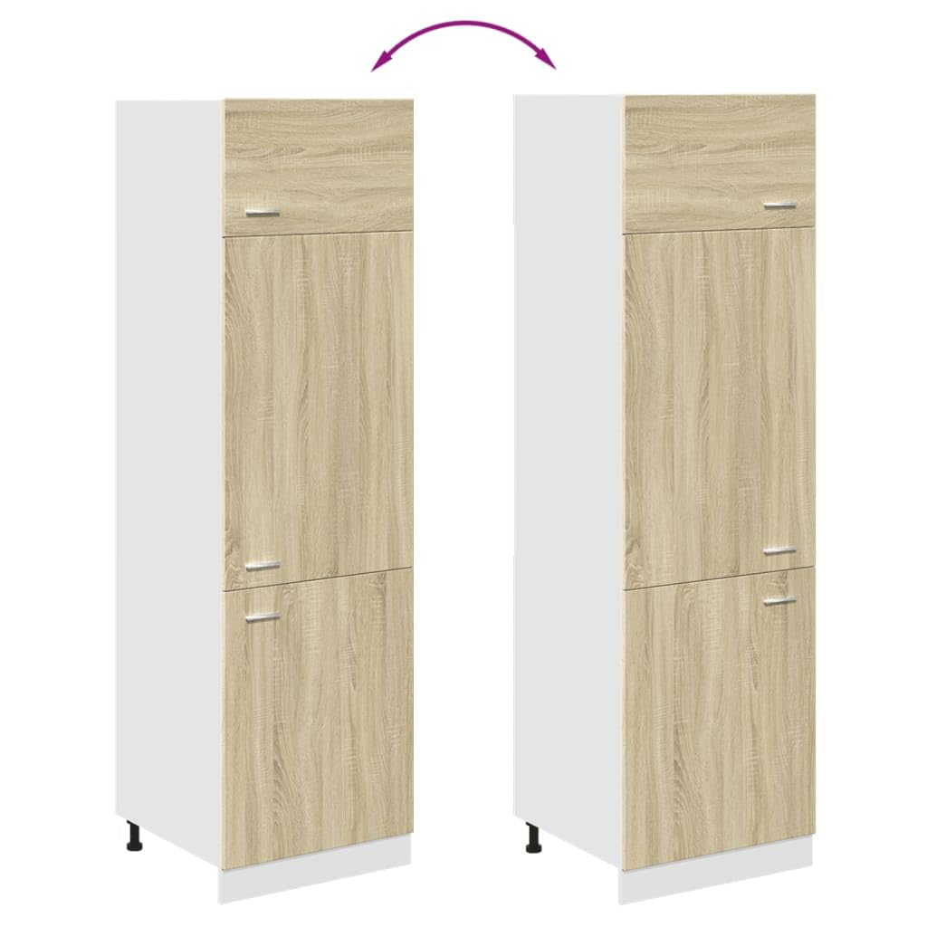 vidaXL Kühlumbauschrank Lyon Sonoma-Eiche 60x57x207 cm Holzwerkstoff, Gastronomieschrank, Gastro Möbel, Küchenmöbel, Aufbewahrungsschrank