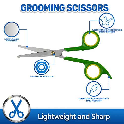 Pet Magasin Japanese Stainless Steel Grooming Scissors (2) for Facial Hair and Larger for Body Trimming with Round Tip - Thumbnail 2