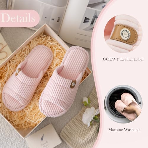 Image of GOEWY Fuzzy Open Toe Slippers for Women Indoor with Comfy Memory Foam